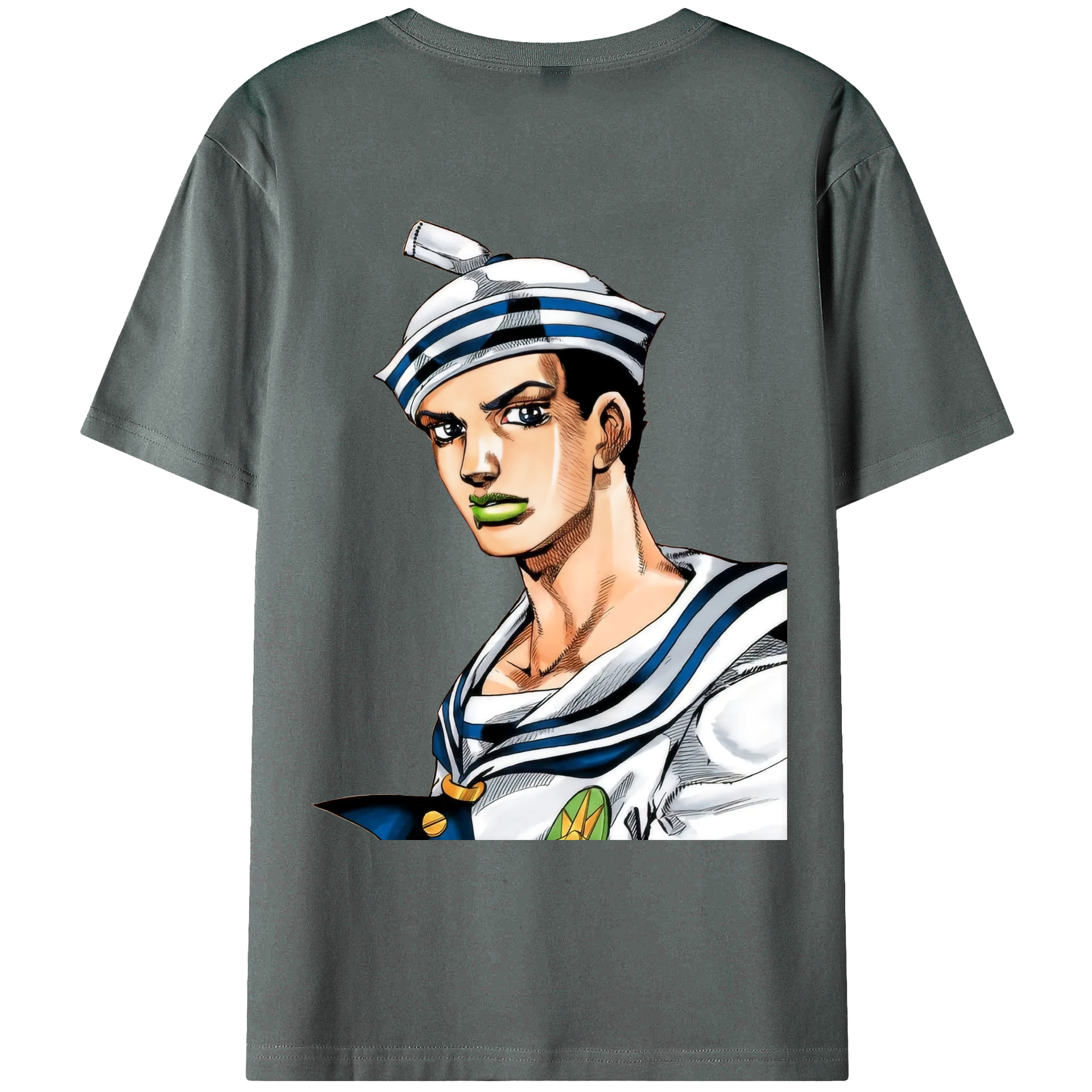 （画像用） ジョジョの奇妙な冒険 東方定助 JoJo's Bizarre Adventure Higashikata Josuke 綿100％ メンズ半袖Tシャツ（バックプリント） 通気性